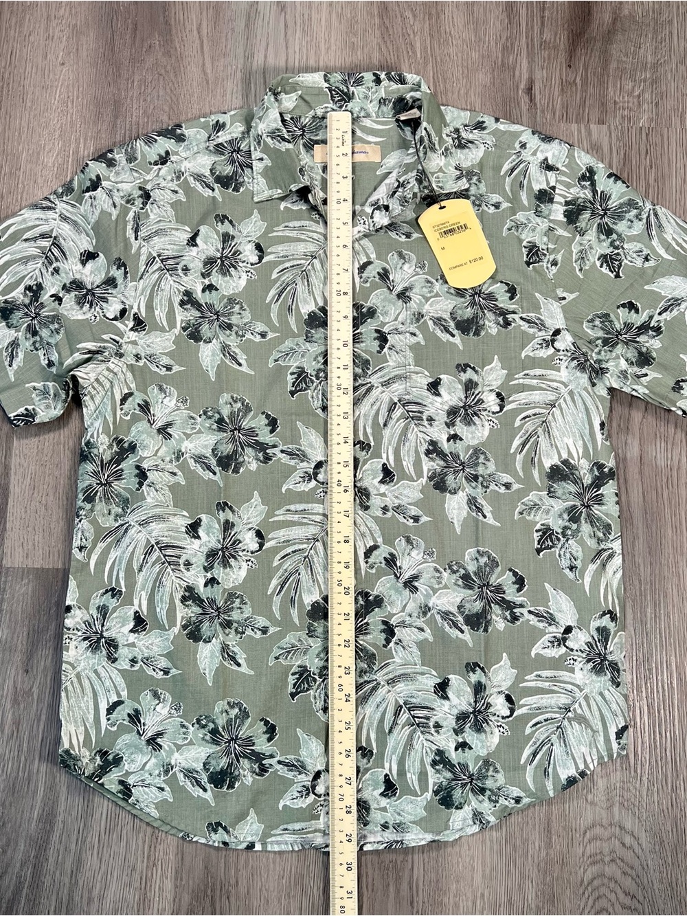 New Tommy Bahama Mens Medium Shirt Iceberg Green Floral Tropical Camp Button Up - Picture 6 of 7
